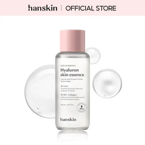 Hanskin Real Complexion Hyaluron Essence 150ml Bottle - Korean Gentle Fragrance-Free Lightweight Hyaluronic + Collagen Face Serum, Sensitive-Skin Safe Moisturizer for Moisture, Hydration & Balancing Perfecting Serums & Essences Daily Care
