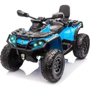 24V Licensed Can Am Kids Ride On ATV, 2-Seater 4WD Electric ATV Car w/ Bluetooth, LED Lights, Leather Seats & 3 Speeds