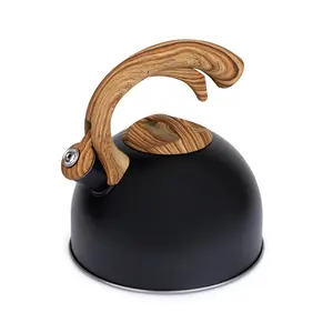 Elle Decor 3-Quart Black Tea Kettle with Wood Handle