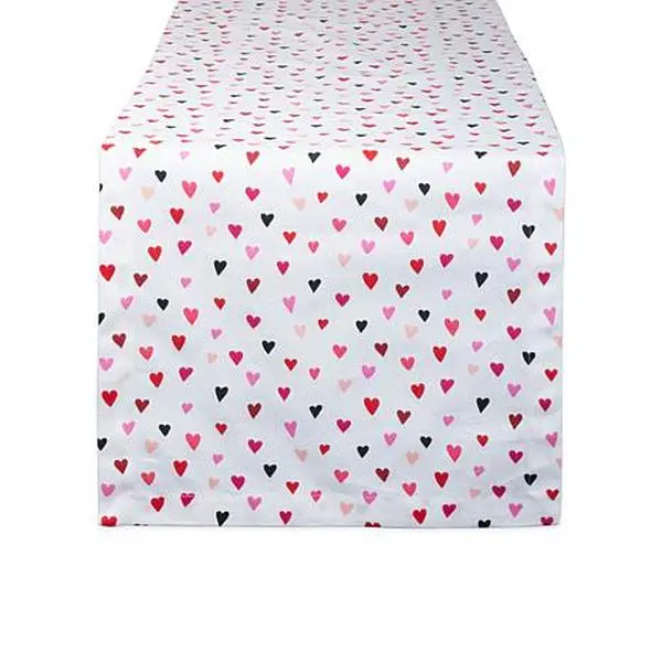 Design Imports Confetti Hearts Print Table Runner - 14" x 72"