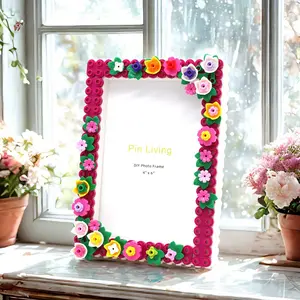 Flowering Plenty 6-Inch DIY Photo Frame - Colorful Floral Design, Wall-Mountable Acrylic Frame for Home Decor, Creative Craft Project Idea, Home Decor Craft | Colorful Floral Design | Acrylic Construction