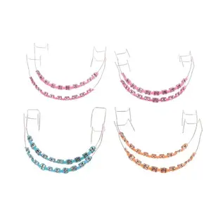 Oral Fashion Braces - 1 Pair Colorful Temporary Tooth Decoration with Metal Wires, Metal Brackets, High-Quality Orthodontic Ligature Ties