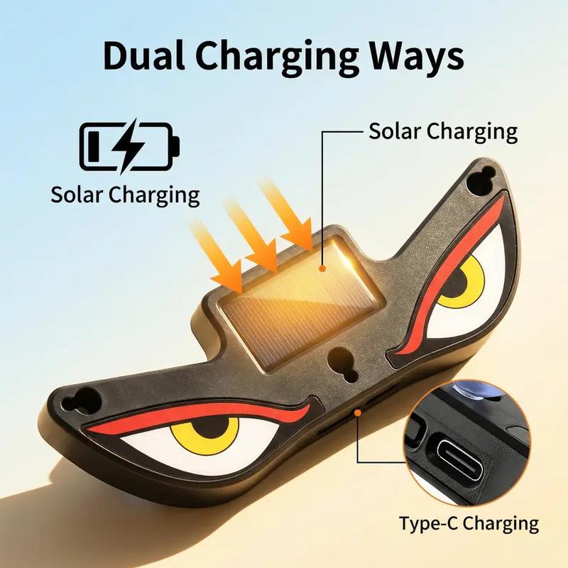 LED Devil Eye Car light Solar Powered Car Neon Light Waterproof Wireless Cool DEMON EYE Led Ambient Light Suction Cup TYPE-C Rechargeable Atmosphere Breathing Lamp Environmentally friendly car decorative lights