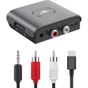 Audio Receiver for  Stereo RCA and 3.5mm Audio Jack,  Audio Adapter for Speakers, Work for Sound System, Amplifier,