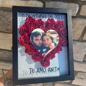 Heart Shadow box - with photo (custom) / Frame Decor Flower Gift