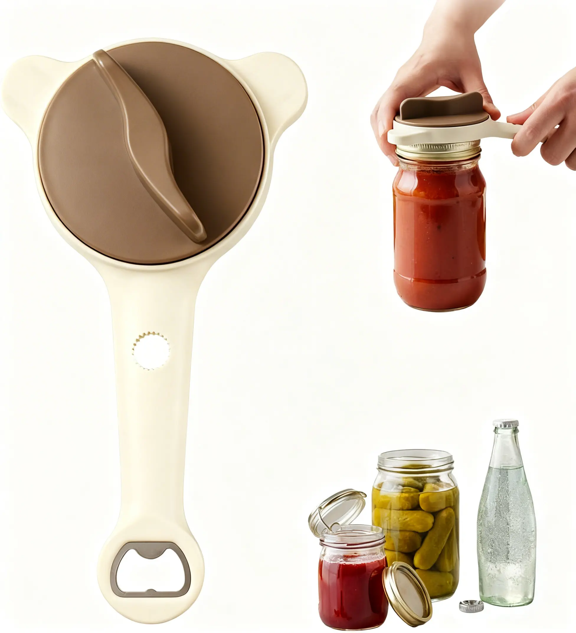 New 4-in-1 Jar Opener - Adjustable Stainless Steel Lid Remover for Seniors & Arthritis Sufferers, Fits Kitchen Jars, Bottles & Cans