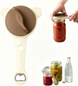 New 4-in-1 Jar Opener - Adjustable Stainless Steel Lid Remover for Seniors & Arthritis Sufferers, Fits Kitchen Jars, Bottles & Cans