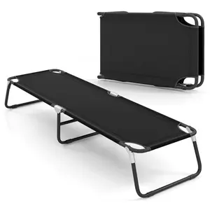Camping Cot Folding Bed with Sturdy Iron Frame & Non-slip Foot Lightweight 350 lbs Capacity for Outdoor & Indoor Use Breathable 600D Oxford Cloth
