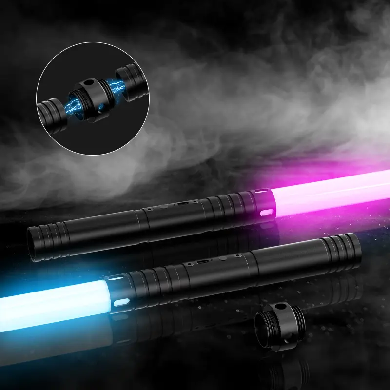 2 in 1  up , Metal Hilt, Mini , USB , Battle Sound Effects, Durable PVC Blade,  15 Color Changing, Charging Cable Included, Birthday Gift for Youngsters and Teens Neopixel Smooth Swing  Dueling Toy Rechargeable RGB Light Saber Sword custom lightsaber sale