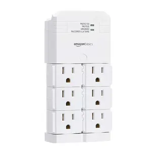 Amazon Basics Rotating 6-Outlet Surge Protector Wall Mount, 1080 Joules, White Amazon Basics