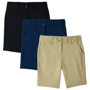 3 Pack Boys Flat Front Stretch Chino Shorts - School Uniform