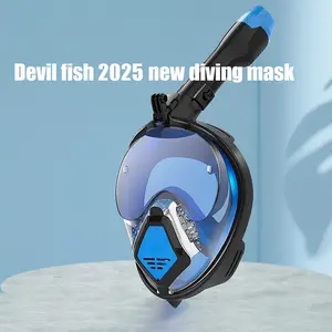 Devil Fish 2025 New Diving Mask Full Face Design Anti-Fog Scuba Respirator for Adults Clear Vision Underwater Exploration with Dry DOP System and Exhaust Fan Principle Design