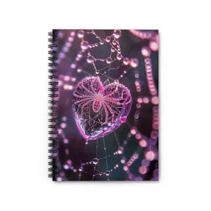 Pink Dewdrop Heart Spider Web Notebook | Spiral Ruled Journal