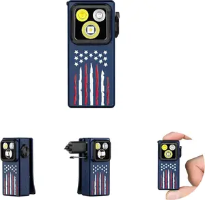 Oclip Ultra EDC Flashlight Clip-on Light, 530 Lumens Rechargeable with Type-C Charging, Combines Floodlight, Spotlight and UV, Triple Lights for Inspection and Work (Stars & Stripes Edition)