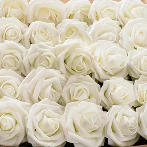 25pcs Ultra-Realistic White Artificial Fake Flowers Roses with Stem - Elegant Decor for Home, Parties, & Weddings - Perfect for DIY Bouquets, Centrepieces, & Romantic Arrangements