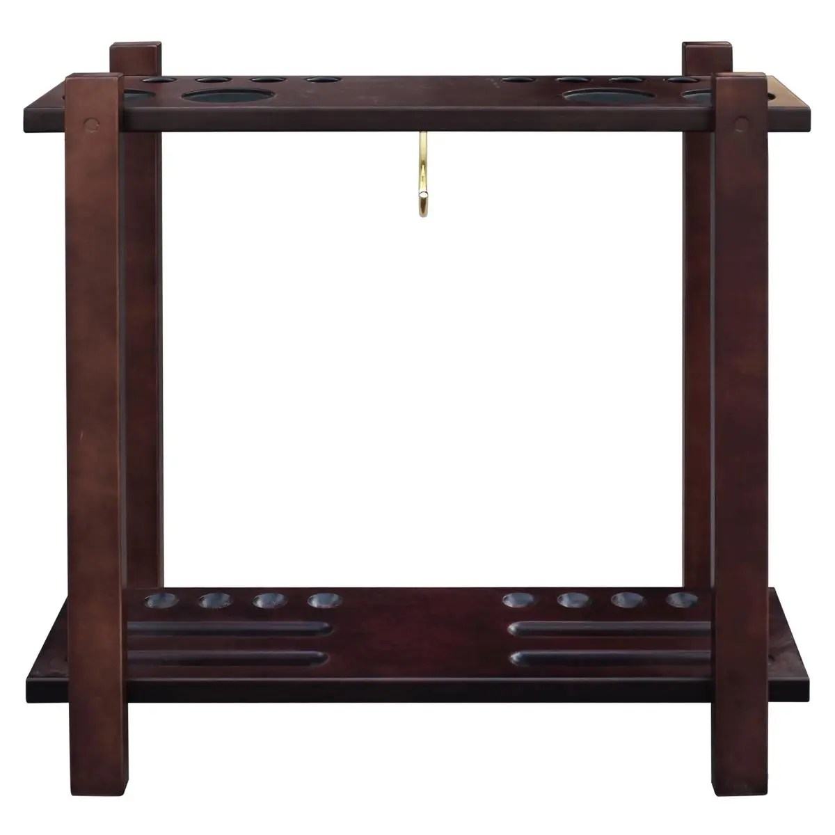 Carmelli Classic Handcrafted Hardwood Billiard Cue Rack, Freestanding Organizer that Holds 10 Cues with a Built-in Drink Holder and Ball Storage, Floor Stand, Mahogany Finish, Solid Wood, Durable