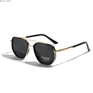 Polarized Aviator Sunglasses for Men & Women, Double Bridge Geometric Frame UV Protection Shades, Trendy Casual Eyewear for Back to School, Summer & Fall Travel Beach Vacation, Lightweight Fashion Sun Glasses for Daily Outdoor Wear & Gift Idea