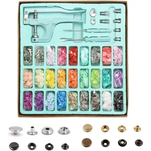 300 Sets Snaps with Snap Pliers, Snap Button with Pliers Tool, 40 Sets Grommet Tool Kit, Snaps No-Sew Buttons