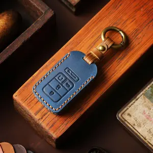 Handmade Genuine Leather 2/3/4/5 Button Smart Key Fob Cover Fit For Honda CRV 2023 2024 2025 Pilot Sport SI EX EX-L Touring Accord Civic HR-V 2022-2025 Key Case Keyless with Keychain Black