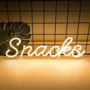 15*4.3 Inch Snacks Neon Sign Wall Decor Warm White LED Light for Cake Candy Shop Snack Stall Mancave Coffee Bars