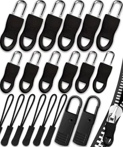 Zipper Pull, Universal Zipper Pull Replacement, Broken Replacement Zippers Pull (20 Pcs), Black Zippers Pull Handle for Jackets, Luggage, Backpacks, Purses, Boots, Pants, Tents, (3 Styles 4 Sizes)