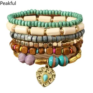 6Pcs Bohemian Surfer Beach Bracelet Set Men & Women Braided Boho Summer Bracelets Handmade Festival Jewelry Accessories