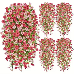 Artificial Daisy Hanging Flower, 4 Counts/set UV Resistant Faux Flower, Decorative Flowers for Outdoor & Indoor Decoration