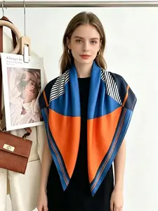 90cm Striped Elegant Scarf, Loose-Fitting Sunscreen Beach Towel, All-Season Neck Protector, Spring Summer New Arrival