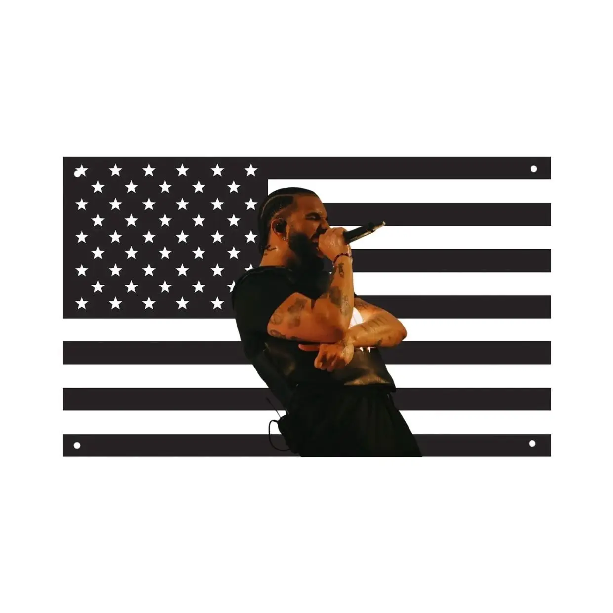 Drake Black US Flag – Rapper Wall Flag, Hip Hop Music Room Decor Banner