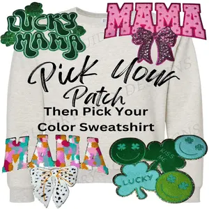 (S-XL)PICK YOUR PATCH AND COLOR SWEATSHIRT CREWNECK WOMEN TOP LONG SLEEVE Casual Comfort Pullover Comfortable Everyday