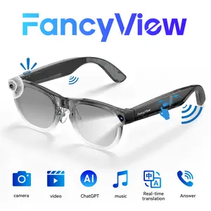 AURAFIT FancyView AI Smart Glasses Wi-Fi 6 Speed 16GB Storage Hands-Free Camera AI Technology Matte Black Lightweight Premium Frame