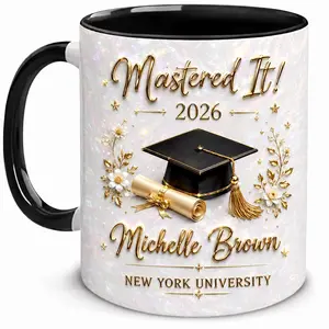 Personalized Graduation Mug 2D Printed 3D Effect Coffee Cup, Custom Name Class of 2026 College Graduate Mug, Pearlescent Gift Box Design for Her, Premium Ceramic Masters Degree Keepsake, Graduation Celebration Gift Idea for Daughter Friends Family