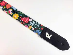 Funky Floral Ukulele Strap -Flowers and Mushroom Ukulele Strap -Handmade -