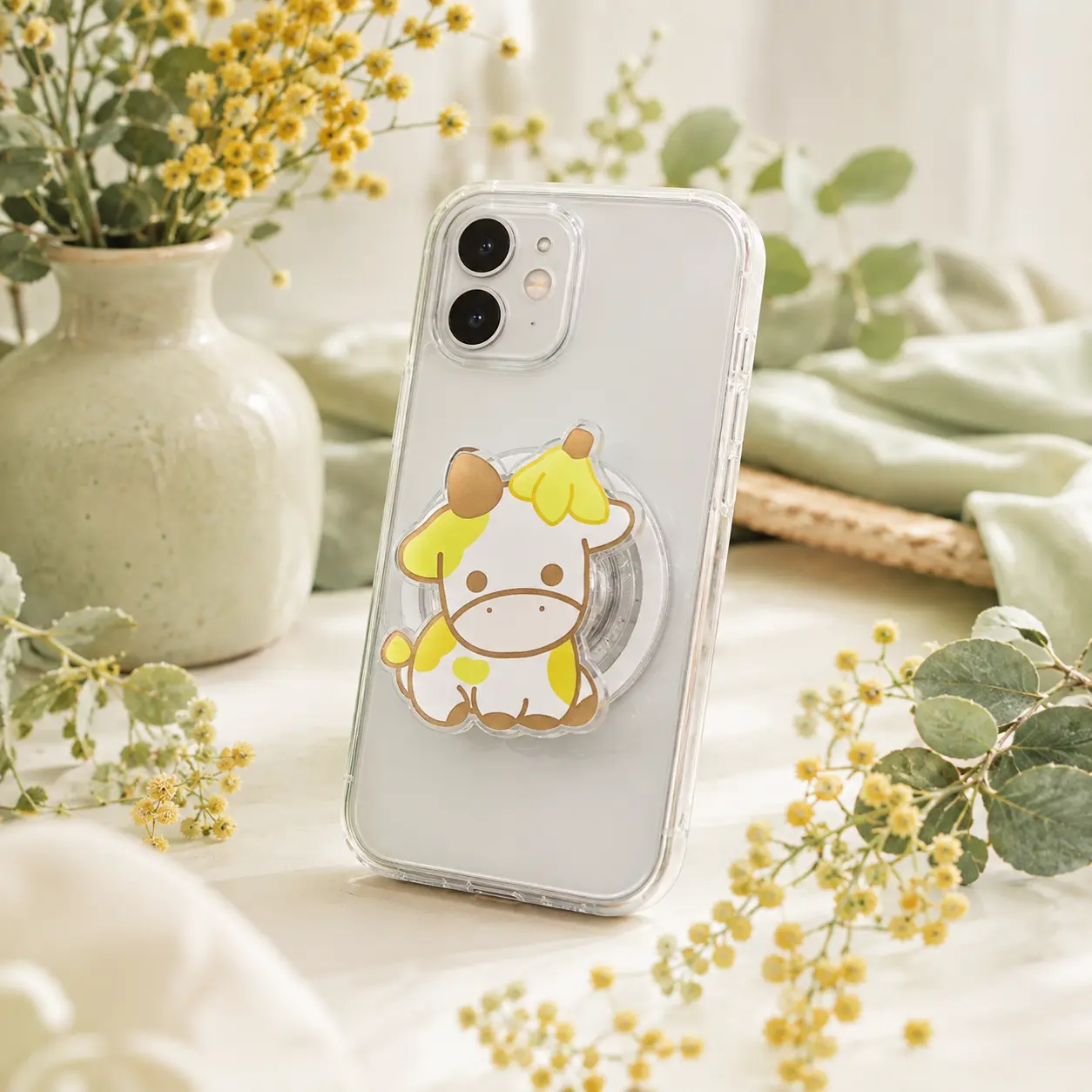 Cute Yellow Giraffe MagSafe Phone Grip - 2D Magnetic Phone Holder & Kickstand - Kawaii Animal Gift