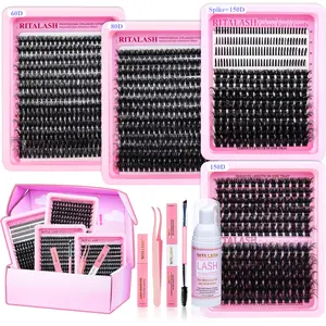 RITALASH 916PCS Mixed Length Individual False Eyelashes Kit, DIY Eyelash Extensions, Natural-Looking Eyelash Extensions with Accessories, Self-Grafting Curling Lashes for Women, Makeup Products