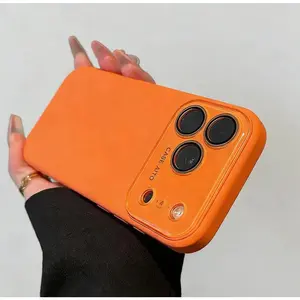 Simple solid color for iPhone 17/16/15/14/13 ProMax Pro Ari couple phone case Comes with a built-in lens protector 995,Exquisite gift for girlfriend