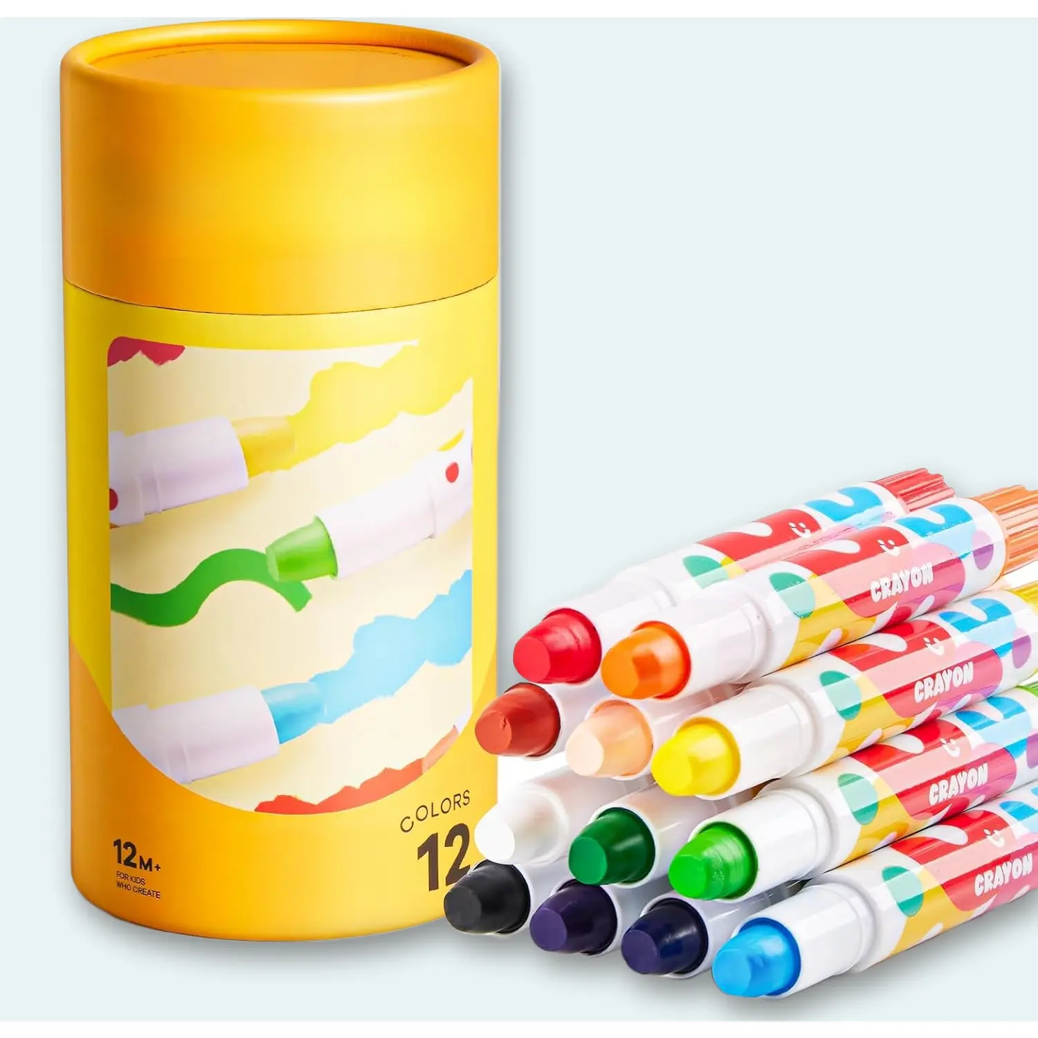 12-Color Jumbo TwistJoy Crayons Art Materials for Toddlers - Non-Toxic, Washable, Easy-Grip Back to School Gift for Kids