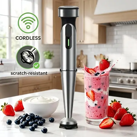 Cordless Immersion Blender - Wireless Rechargeable Battery Handheld Stick Mixer with Variable Speeds for Effortless Blending, Less Mess Shakes, Soups, Smoothie Blender, Hand Held Stick Mixer