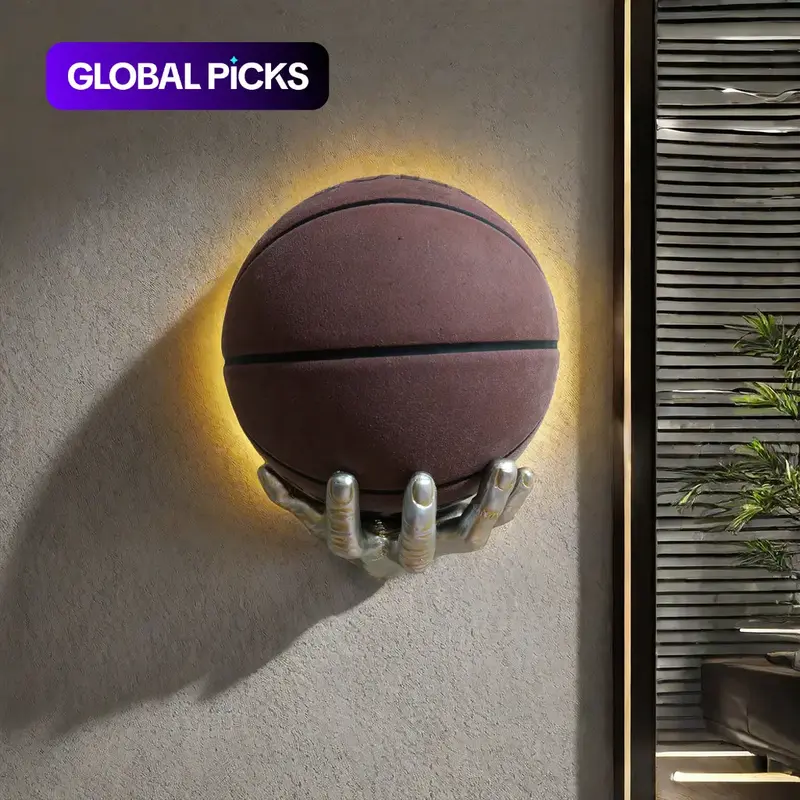 Creative Wall Mounted Basketball Holder, 1 Count Resin Hand Shaped Basketball Display Rack, Basketball Storage Rack, Home Decor Supplies, Rack Only #GLOBAL PICKS