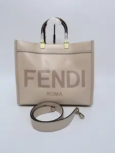 Pre-owned FENDI Leather Tote Bags Medium Sunshine Shopper Tote Bag Top Handle Handbag Authentic JX202FD