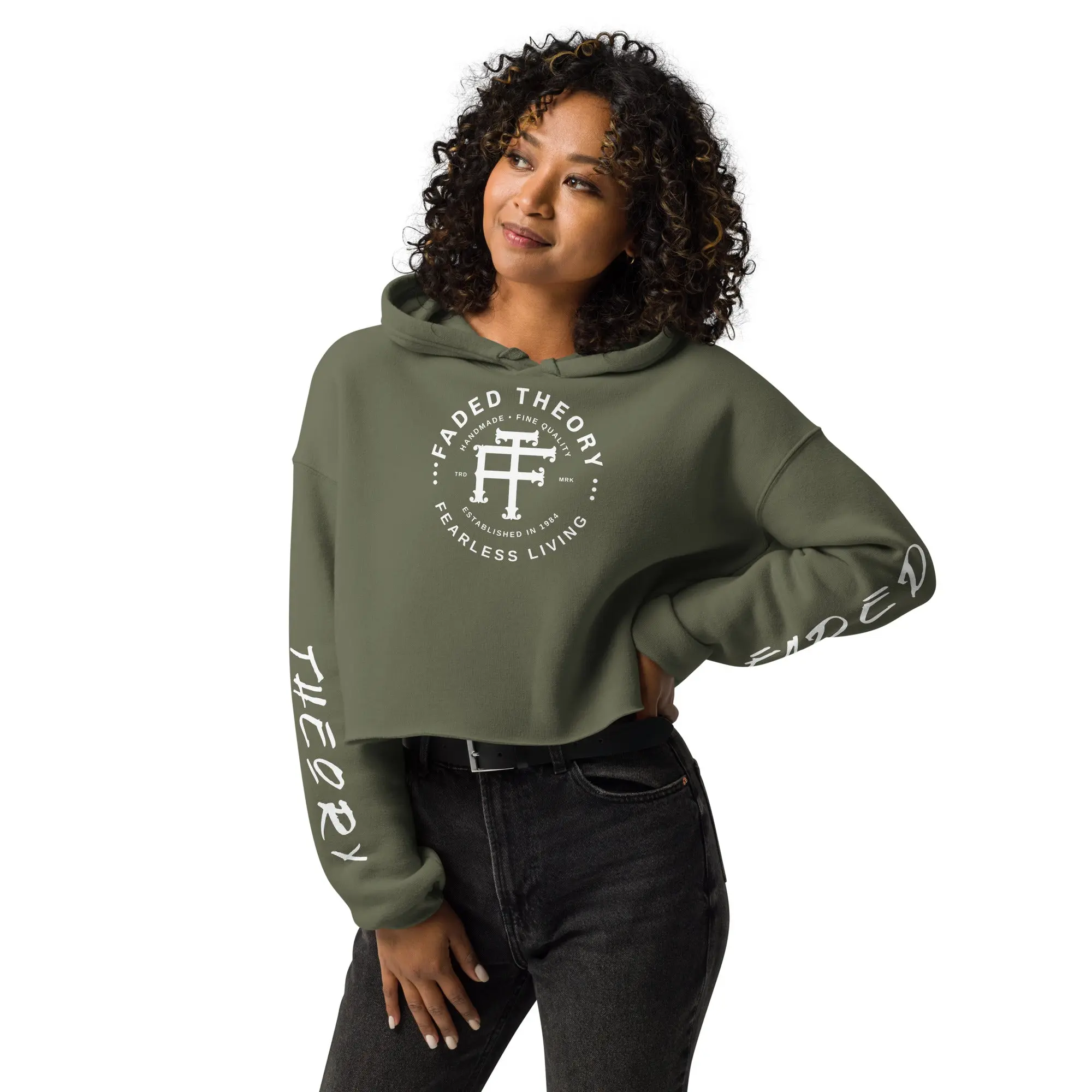 FADED THEORY "Fearless Living" Women's Crop Hoodie