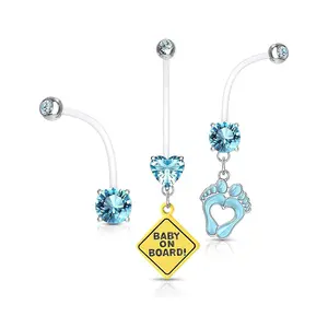 3 Pcs 14G Pregnancy Belly Button Rings Flexible Maternity Belly Button Rings 38mm Clear Long Bar Pregnancy Plus Size Belly Rings Cute Hypoallergenic Sport Navel Rings for Women