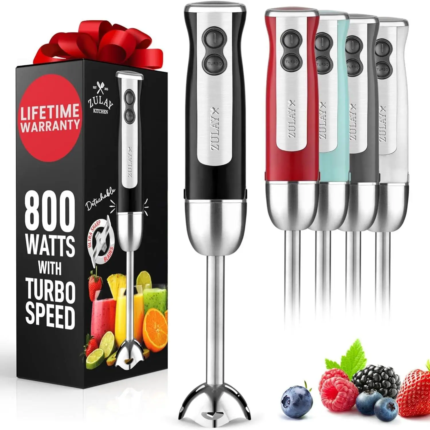 Powerful Immersion Blender Handheld - 800 Watts With Turbo Speed