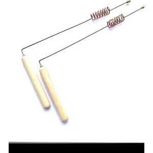 Pair of 2 Dowsing Rods Copper Cylinder Resonator Brass Tips Wood Handles for Bio Location Spirit Hunting Divining