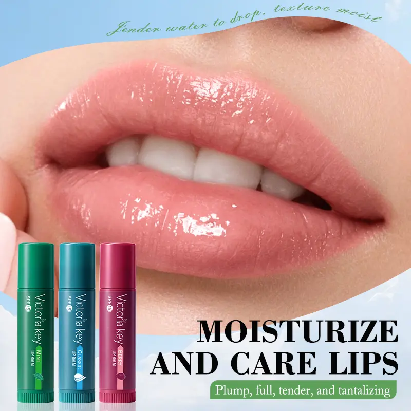 SPF 15 Lip Balm 3-Pack, Moisturizing Sunscreen Lip Care Set, Mint, Classic & Berry Flavors, Smooth Hydrating Daily Lip Protection, 0.18 oz Each