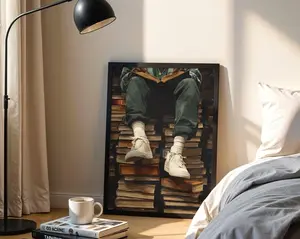 Black Man Reading Poster, Modern Bookish Wall Art, Study Art Print, Urban Sneakerhead Print, Books Art, Trendy Dorm Decor