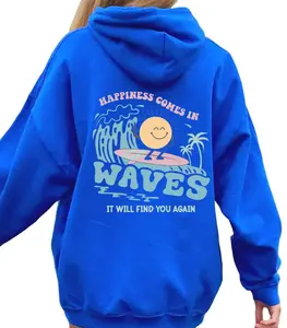 Gift Giving Hoodie in Vintage  – Dandy Worldwide Hoodies, Happiness Comes In Waves Back Hoodies, Oversized Cozy Unisex Sweatshirt, Trendy Casual Streetwear Fashion, Perfect Gift Idea for Men & Womena for Men & Women