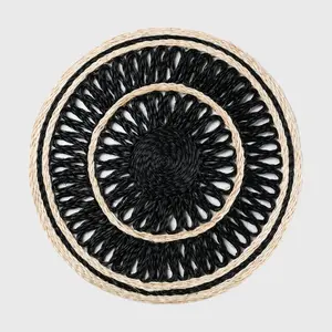 Loopy straw placemats, black, set of four