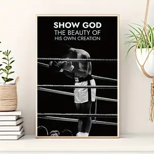 1pc of Frameless Artwork Featuring a Boxing Champion Poster Printed on Canvas, Stylish Wall Decoration, Unique Creative Wall Art for Living Rooms, Bedrooms, Offices, Dining Rooms, And Bar Wall Decor, Waterproof, Printed, Artwork, Perfect Gift And Painting
