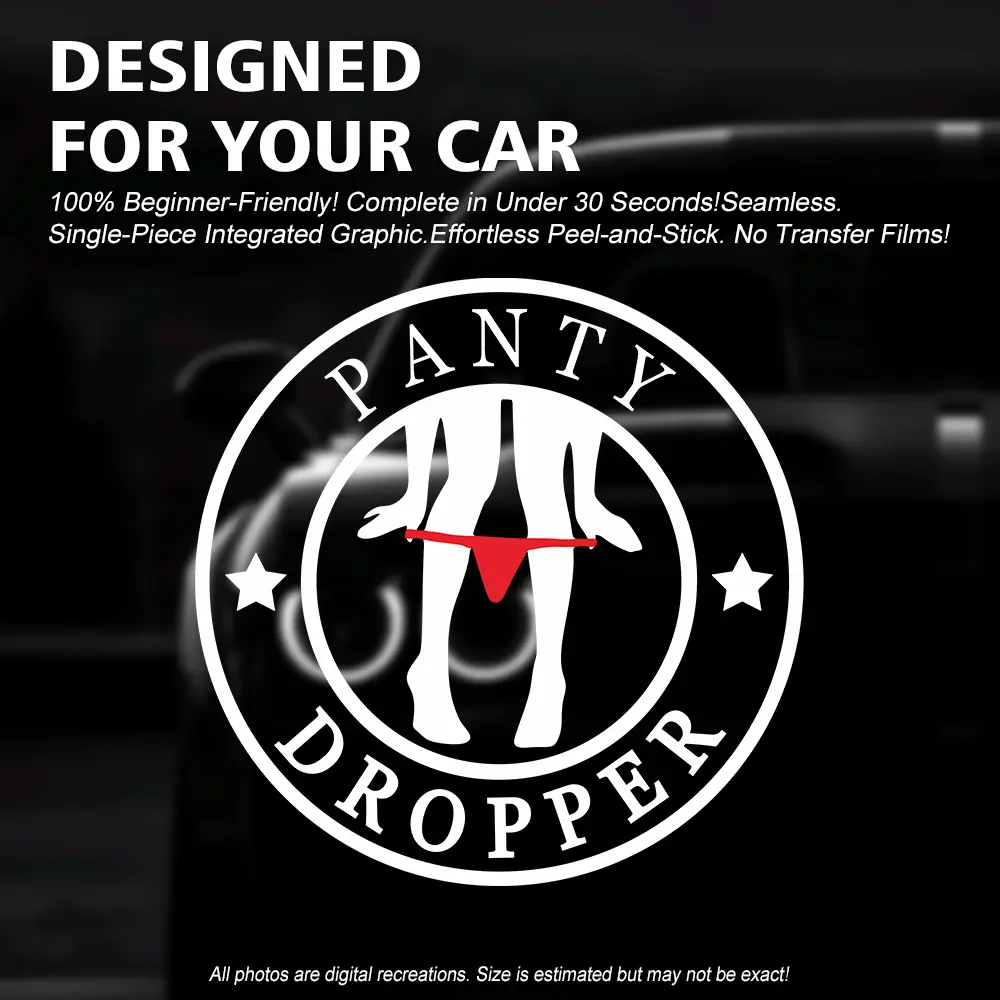 8in Car Sticker, Panty Dropper Lady Round Seal Car Decal, Exciting Red Accent Funny Sticker for Truck SUV Bumper Window, Single-Piece No Transfer Film Easy Peel PET Auto Accessories for Man Cave Garage Decor decoration sohochic